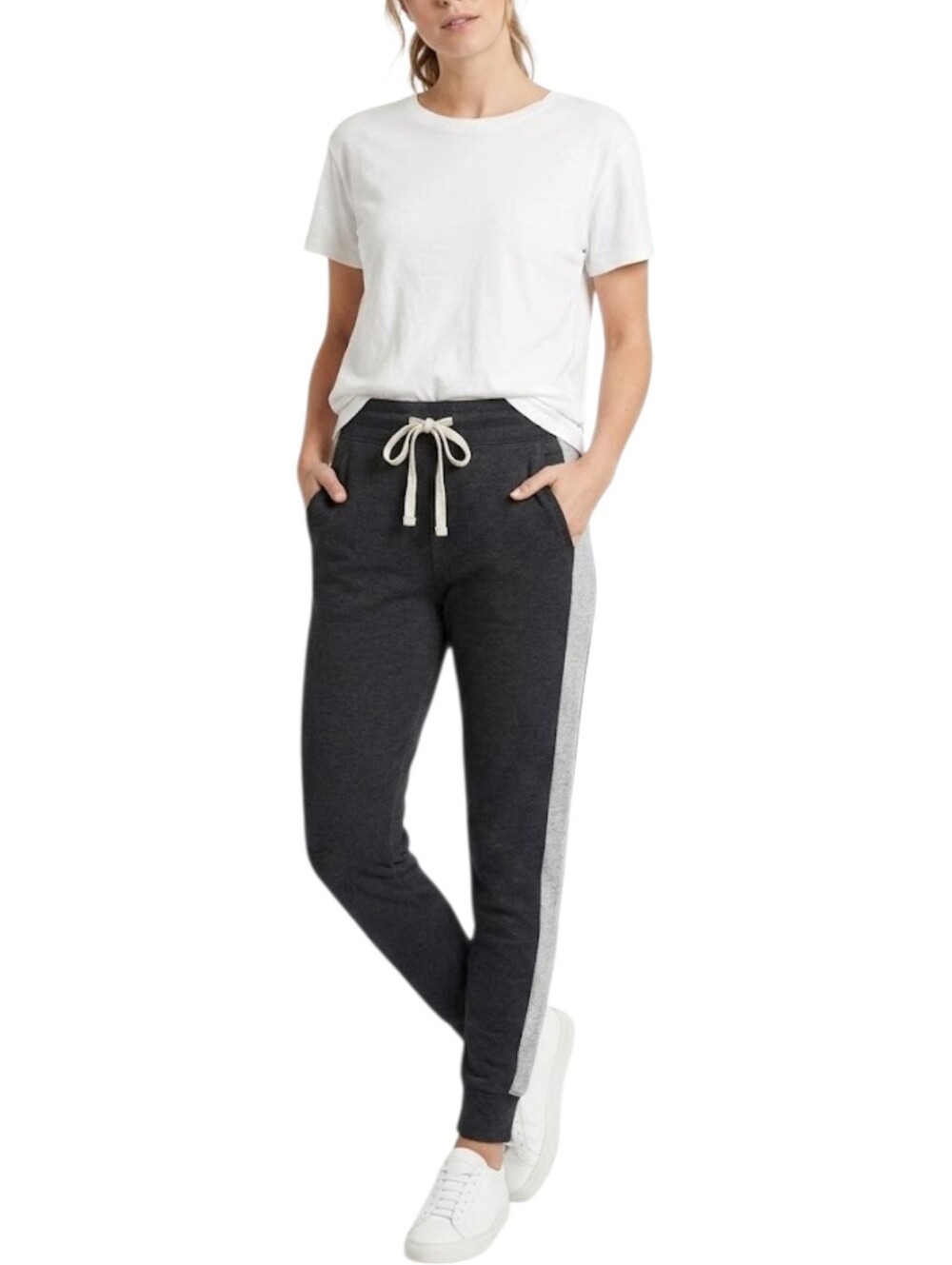 Johnny Was CALME Cozy Lounge Joggers Black Gray Stripe Athleisure XS NWOT